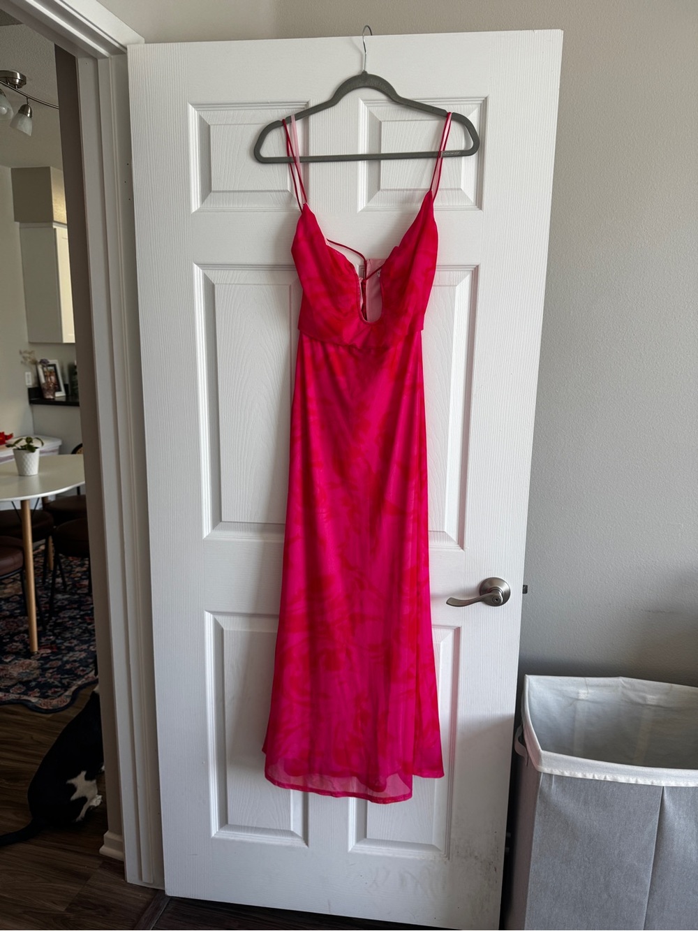 Fuchsia Slip Maxi Dress with Spaghetti Straps